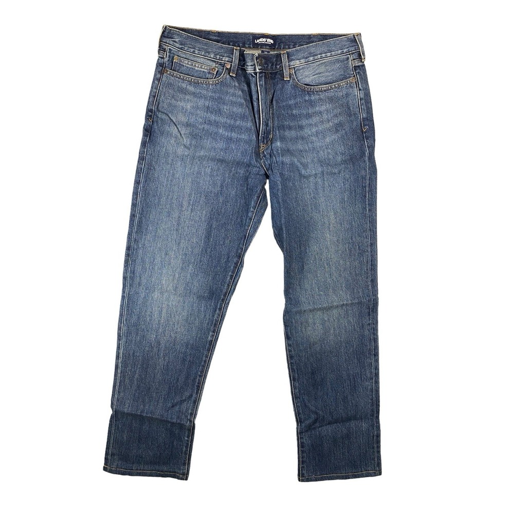 Lands' End Men's Straight Leg Blue Denim 5-Pockets Size 37x31